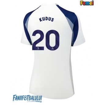 Tottenham Hotspur Mohammed Kudus #20 Tricou Fotbal Replică 2025-26 Femei Acasa